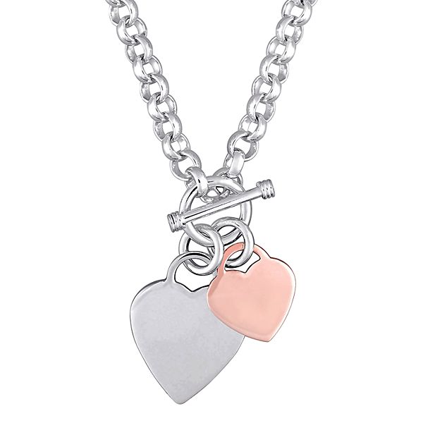 Stella Grace Two Tone Sterling Silver Heart Toggle Necklace