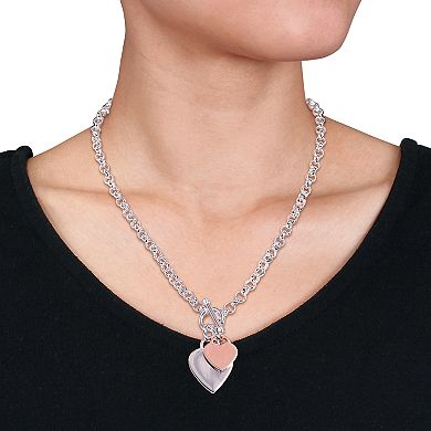 Stella Grace Two Tone Sterling Silver Heart Toggle Necklace