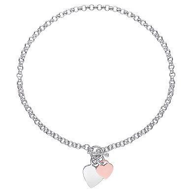 Stella Grace Two Tone Sterling Silver Heart Toggle Necklace
