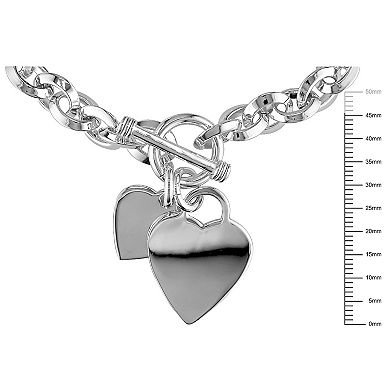 Bloom by Stella Grace Silver Toggle Clasp and Heart Charm Bracelet