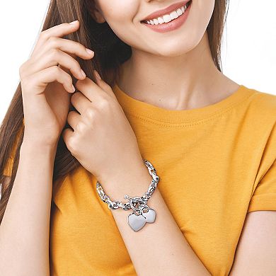 Bloom by Stella Grace Silver Toggle Clasp and Heart Charm Bracelet