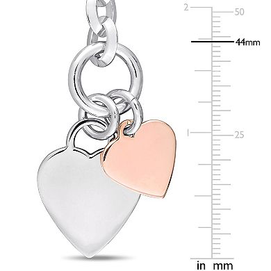 Stella Grace Two Tone Sterling Heart Charm Toggle Bracelet