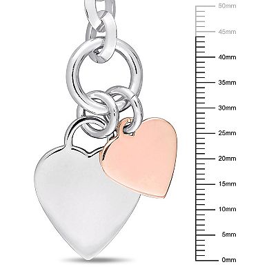 Stella Grace Two Tone Sterling Heart Charm Toggle Bracelet