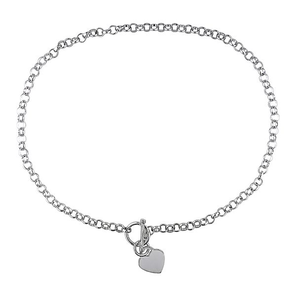 Stella Grace Sterling Silver Heart Charm Toggle Necklace