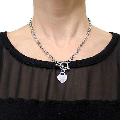 Stella Grace Sterling Silver Heart Charm Toggle Necklace