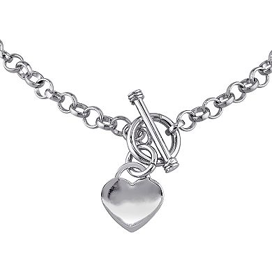 Stella Grace Sterling Silver Heart Charm Toggle Necklace