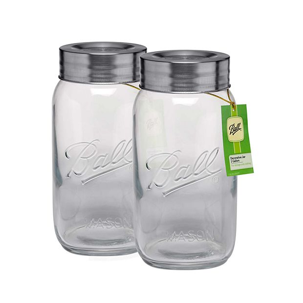 128 Oz Mason Jars Wide Mouth 2 Pack, 1 Gallon Glass Large Jars with  Airtight Lid