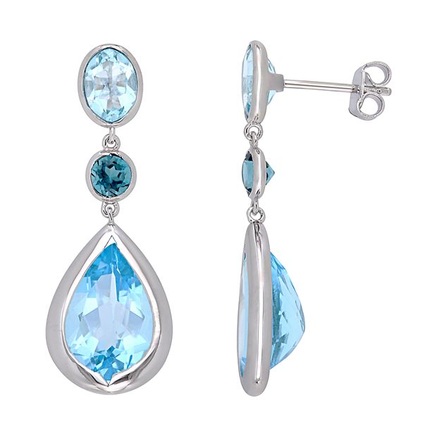 Stella Grace Sterling Silver Blue Topaz Teardrop Earrings