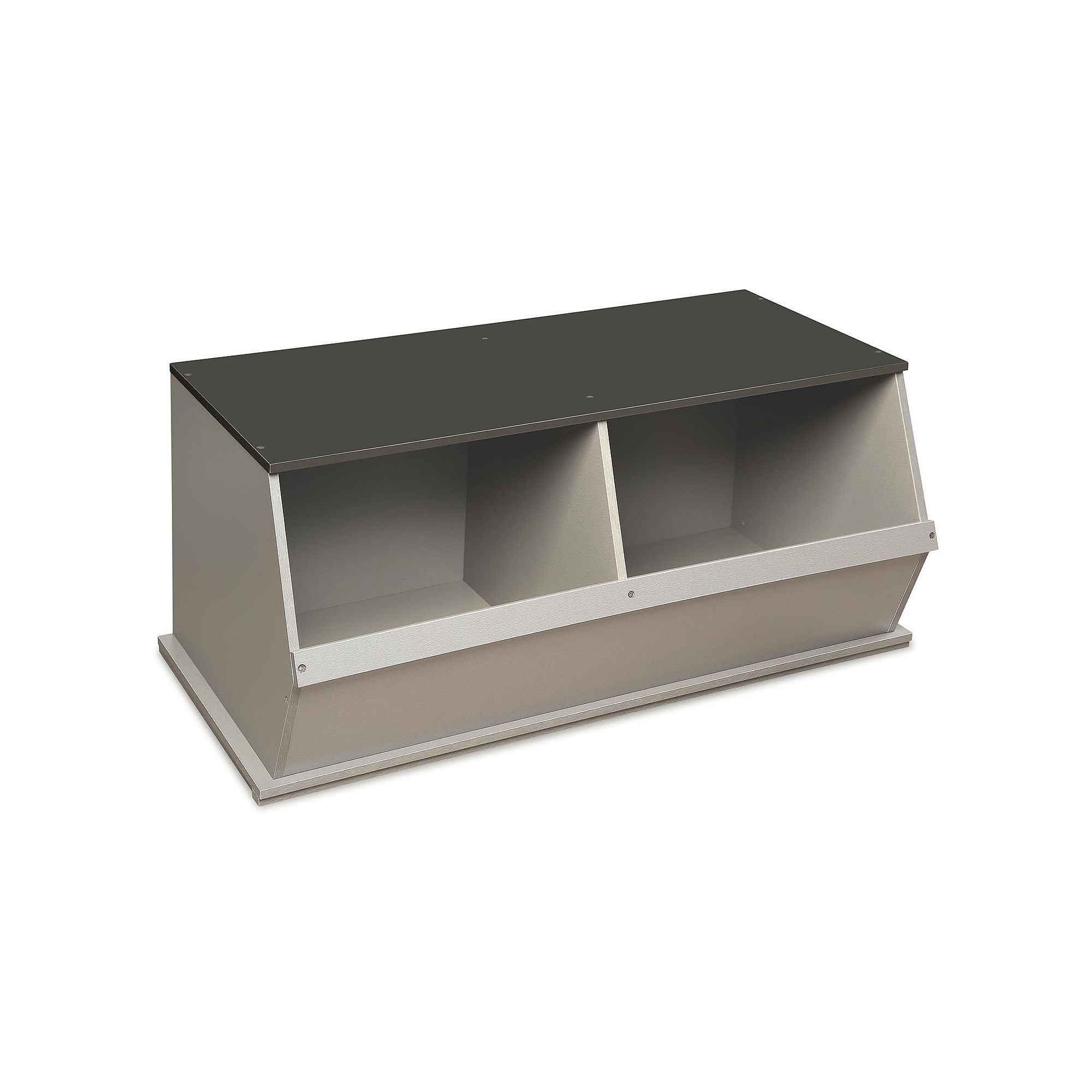 Badger Basket Two-Bin Stackable Storage Cubby, Gray Wood