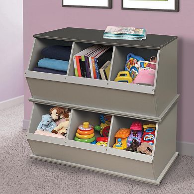 Badger Basket Three Bin Stackable Storage Cubby – White