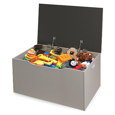 Badger Basket Flat Bench Top Toy and Storage Box - Woodgrain/Gray