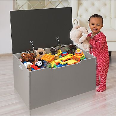 Badger Basket Flat Bench Top Toy and Storage Box - Woodgrain/Gray