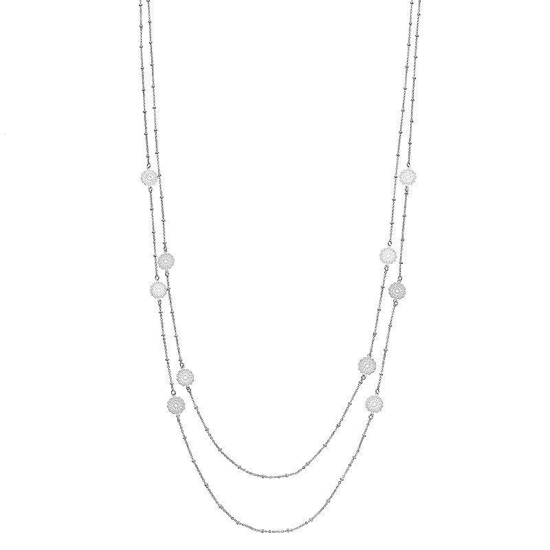 LC Lauren Conrad Filigree Disc Necklace, Womens, Silver