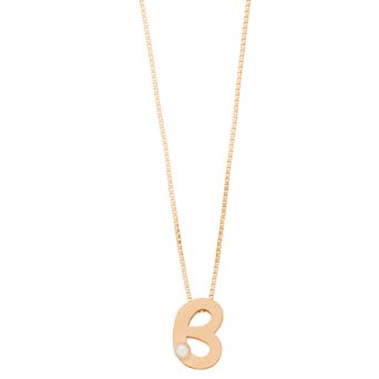Jewelmak 14k Rose Gold Over Silver Freshwater Cultured Pearl Initial Pendant