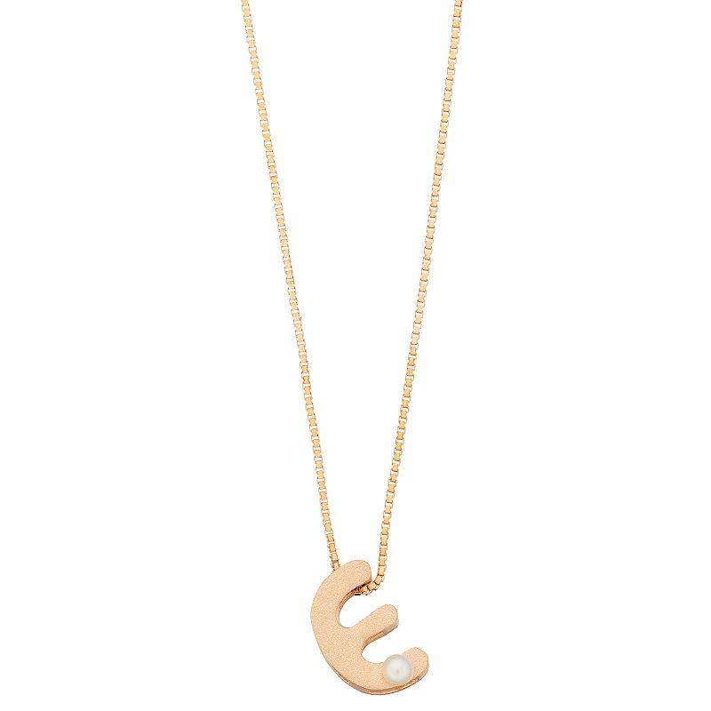 14k Rose Gold Over Silver Freshwater Cultured Pearl Initial Pendant, Women