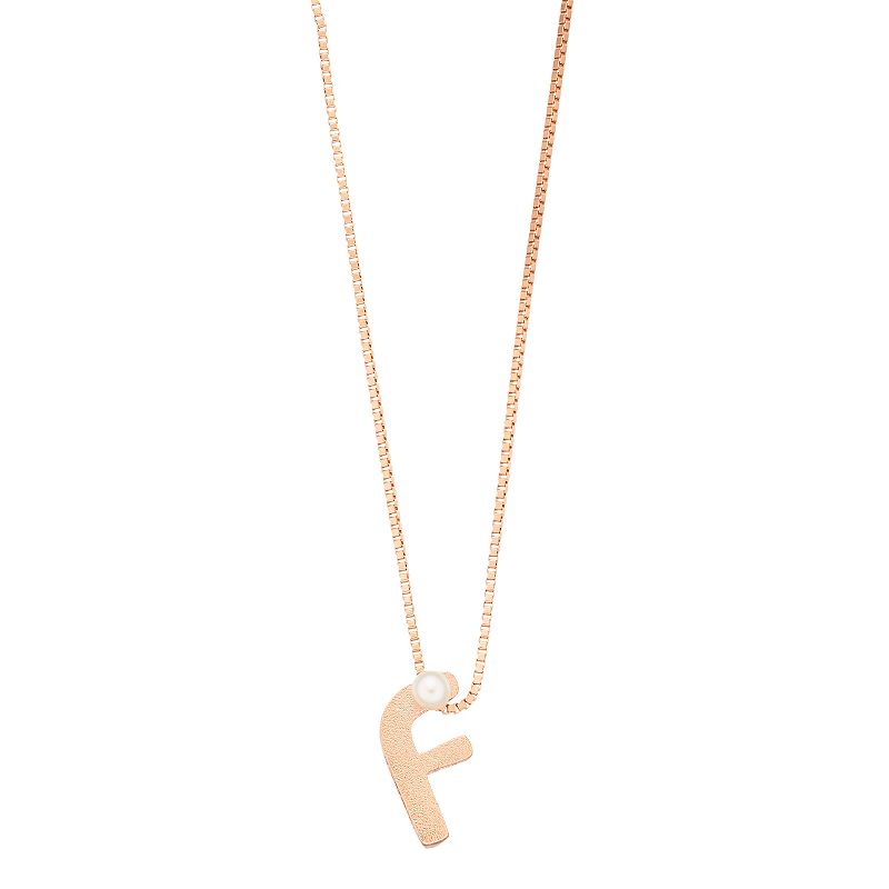 14k Rose Gold Over Silver Freshwater Cultured Pearl Initial Pendant, Women