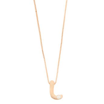 Jewelmak 14k Rose Gold Over Silver Freshwater Cultured Pearl Initial Pendant