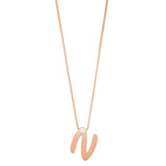 Jewelmak 14k Rose Gold Over Silver Freshwater Cultured Pearl Initial Pendant