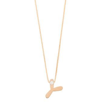Jewelmak 14k Rose Gold Over Silver Freshwater Cultured Pearl Initial Pendant