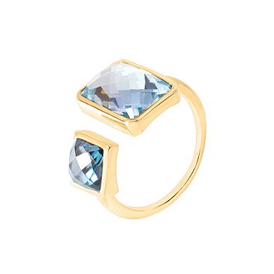 14k Gold London Blue Topaz & Sky Blue Topaz Ring