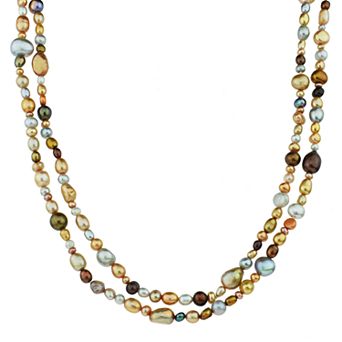 Jewelmak Multi Colored Dyed Freshwater Cultured Pearl Endless Necklace