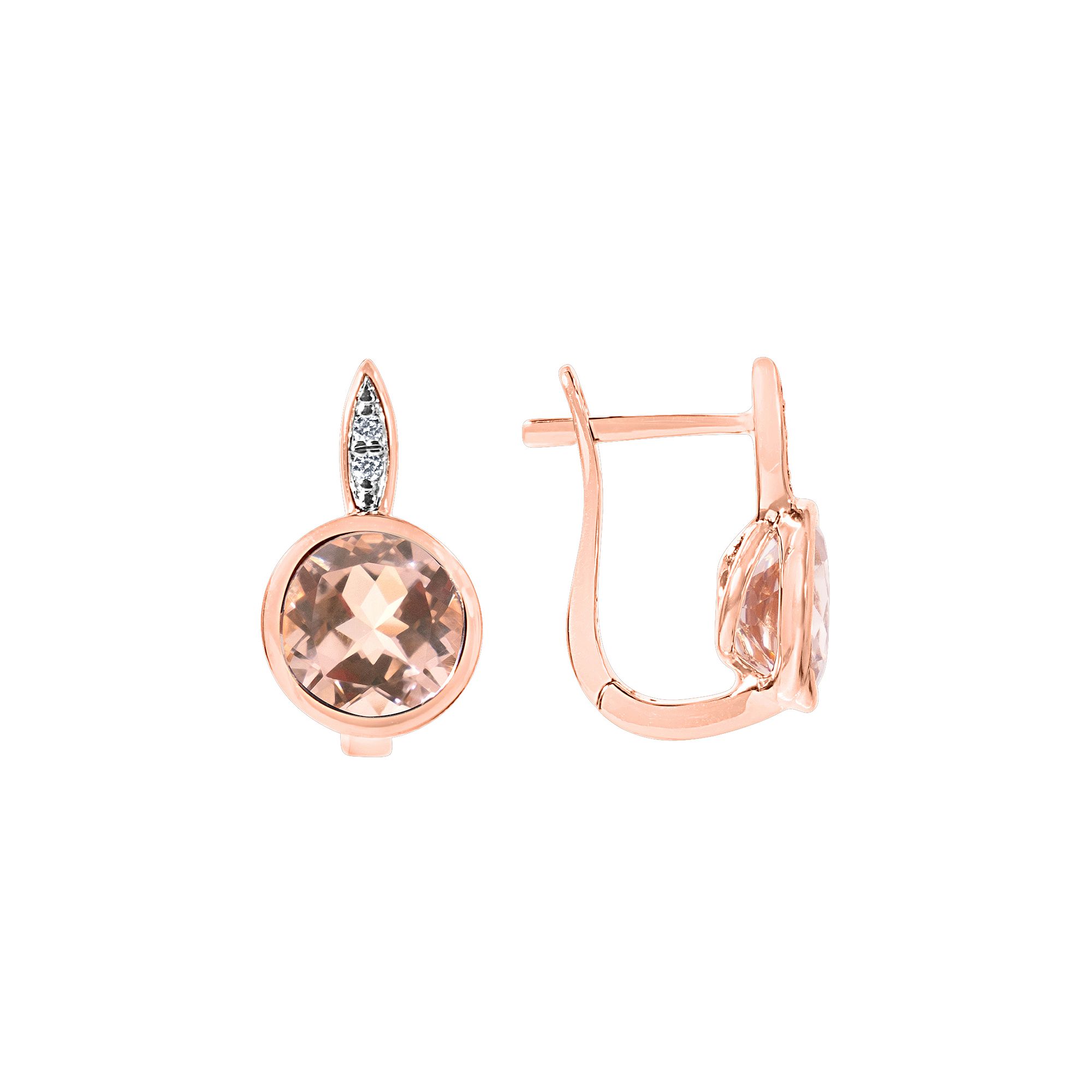 Jewelmak 14k Rose Gold Morganite & Diamond Earrings, Womens, 14k Two Tone