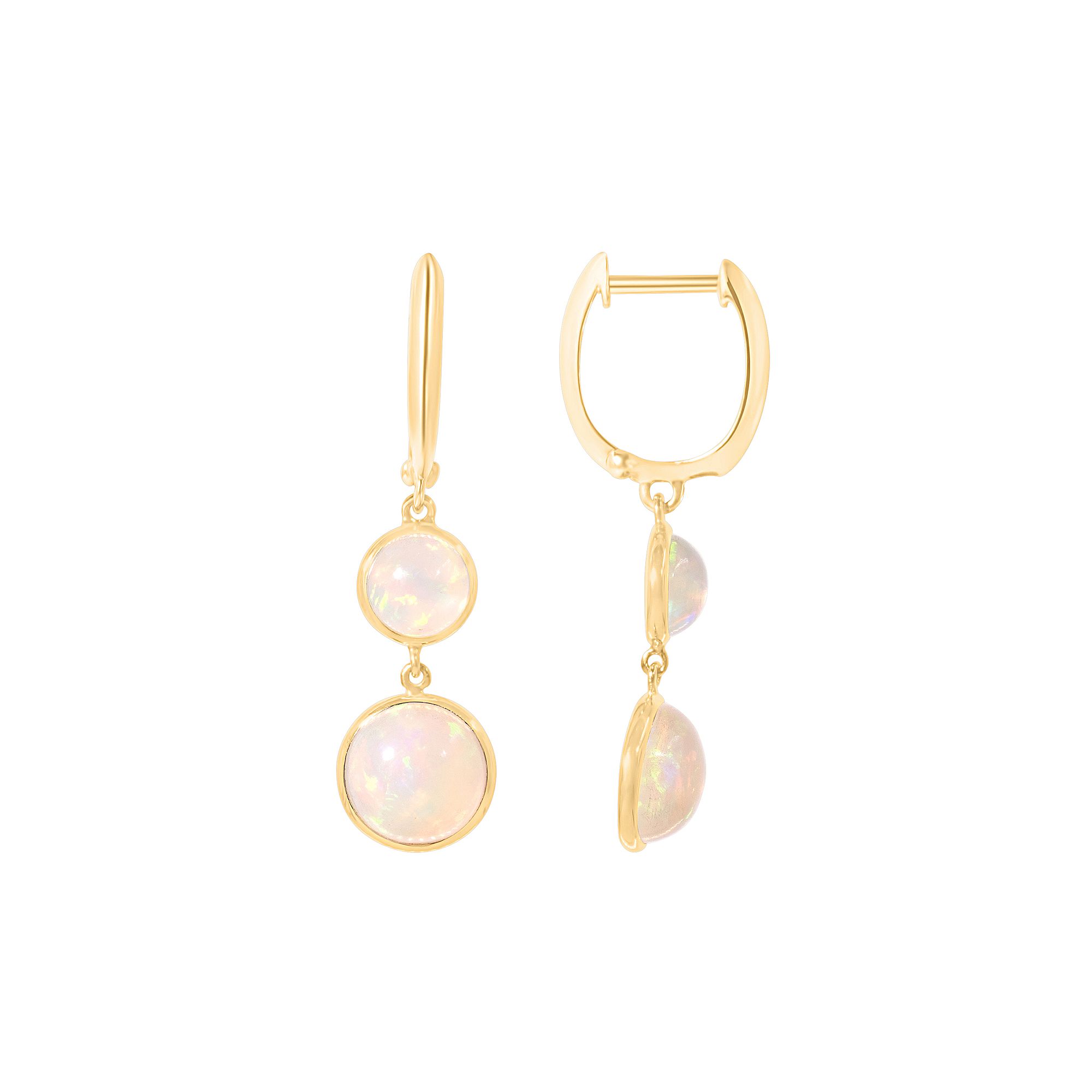Jewelmak 14k Gold Opal Leverback Drop Earrings, Womens