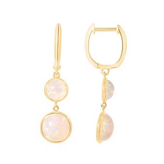 Jewelmak 14k Gold Opal Leverback Drop Earrings