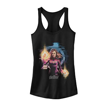 Juniors' Marvel Avengers Glitch Tech Captain Marvel Tank Top