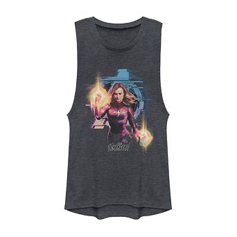 Juniors' Marvel Avengers Glitch Tech Captain Marvel Muscle Tank
