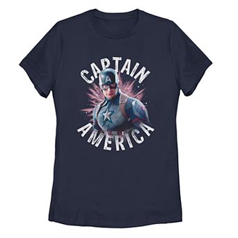 Juniors' Marvel Avengers Endgame Captain America Space Burst Tee Shirt