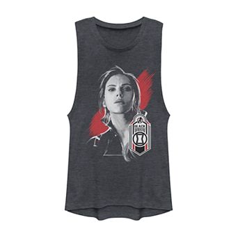 Juniors' Marvel Avengers: Endgame Black Widow Tag Muscle Tank Top