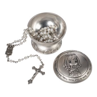 Precious Moments Set/2 Girl Communion Box With Rosary