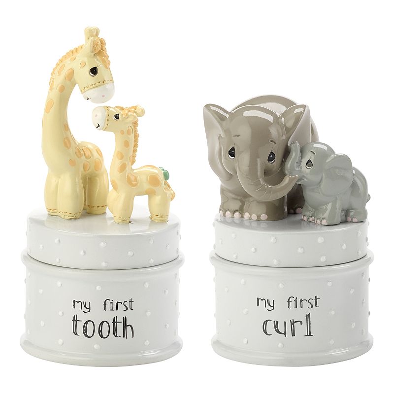 Precious Moments Elephant/Giraffe Set First Tooth Box, Multicolor