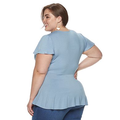 Plus Size EVRI Knit-Faux-Wrap Top