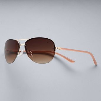 Simply Vera Vera Wang Marnie Rimless Aviator Sunglasses