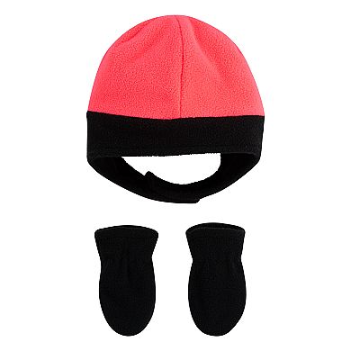 Baby Girl Nike 2-Piece Fleece Chin Strap Trapper Hat and Mittens Set