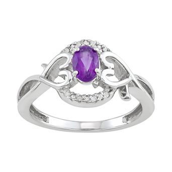 Jewelexcess Sterling Silver 0.45 T.W. Gemstone & White Diamond Accent Sterling Silver Ring