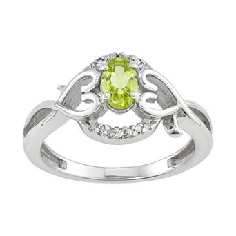 Jewelexcess Sterling Silver 0.45 T.W. Gemstone & White Diamond Accent Sterling Silver Ring