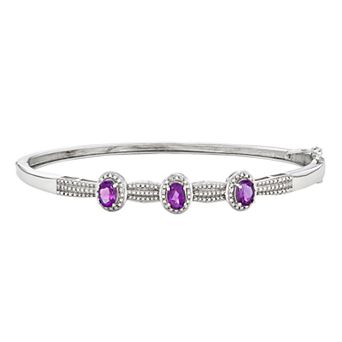 Jewelexcess Sterling Silver Gemstone & Diamond Accent Bangle Bracelet
