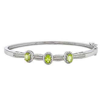 Jewelexcess Sterling Silver Gemstone & Diamond Accent Bangle Bracelet