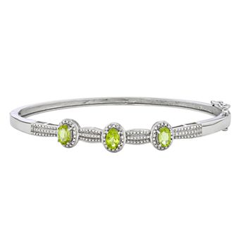 Jewelexcess Sterling Silver Gemstone & Diamond Accent Bangle Bracelet