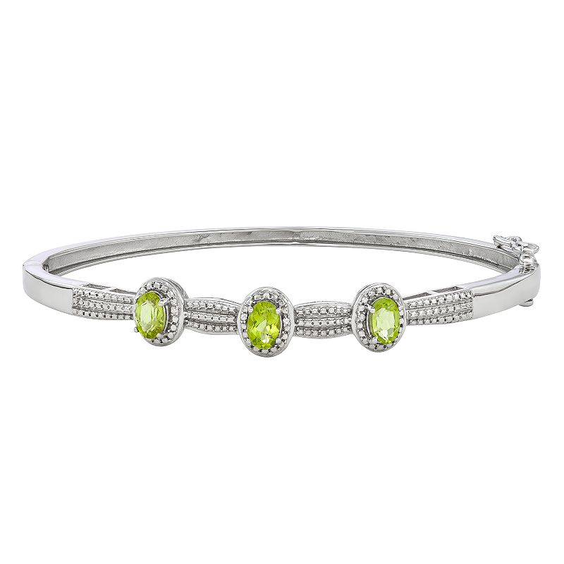 Jewelexcess Sterling Silver Gemstone & Diamond Accent Bangle Bracelet, Wome