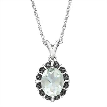 Jewelexcess Sterling Silver Gemstone & Black Diamond Accent Pendant Necklace