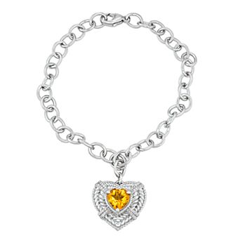 Jewelexcess Sterling Silver Gemstone & 1/10 Carat T.W. Diamond Bracelet