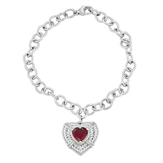 Jewelexcess Sterling Silver Gemstone & 1/10 Carat T.W. Diamond Bracelet