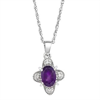 Jewelexcess Sterling Silver 1 Carat T.W. Gemstone & Diamond Accent Pendant Necklace