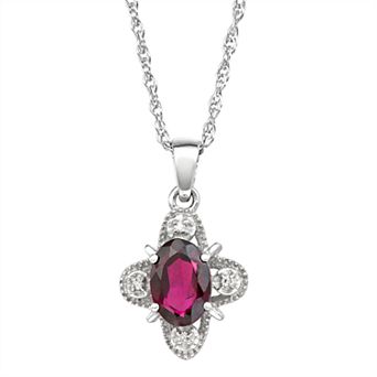 Jewelexcess Sterling Silver 1 Carat T.W. Gemstone & Diamond Accent Pendant Necklace