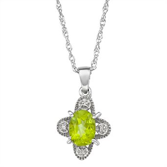 Jewelexcess Sterling Silver 1 Carat T.W. Gemstone & Diamond Accent Pendant Necklace