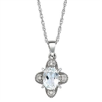 Jewelexcess Sterling Silver 1 Carat T.W. Gemstone & Diamond Accent Pendant Necklace